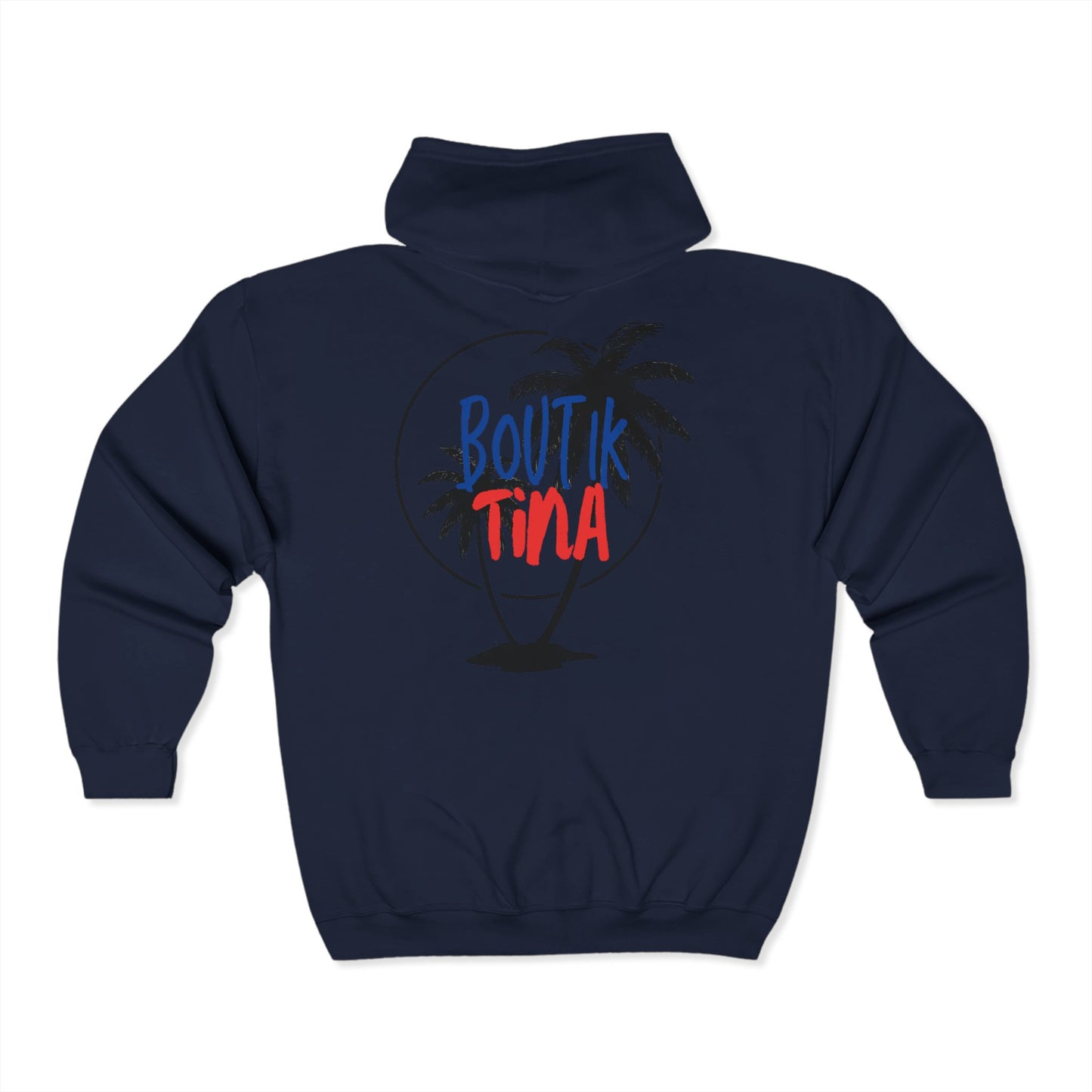Tropical Vacation Zip Hoodie - 'Boutik Tina' Palm Tree Design