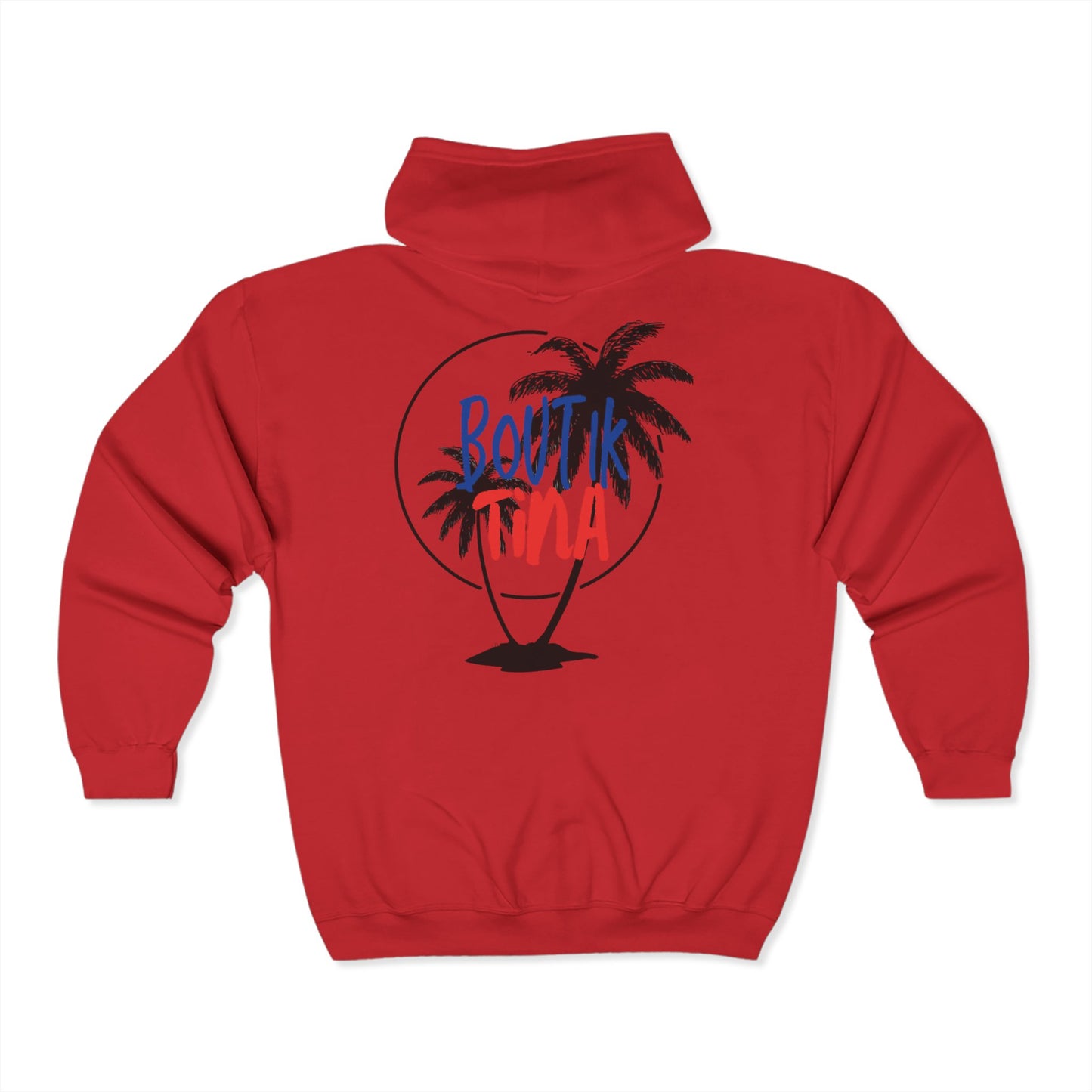 Tropical Vacation Zip Hoodie - 'Boutik Tina' Palm Tree Design