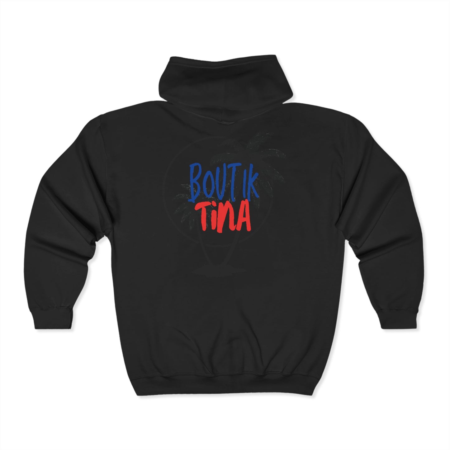 Tropical Vacation Zip Hoodie - 'Boutik Tina' Palm Tree Design