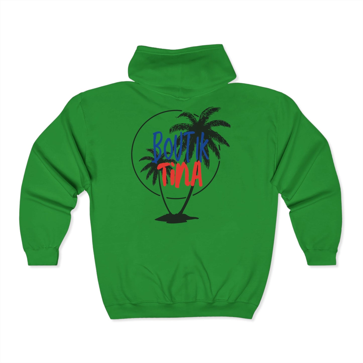 Tropical Vacation Zip Hoodie - 'Boutik Tina' Palm Tree Design