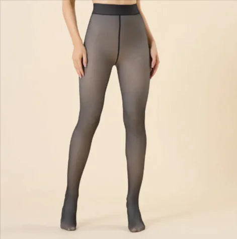 Women's Warm Sheer Look Leggings – Faux Transparent One-Word Crotch Pantyhose