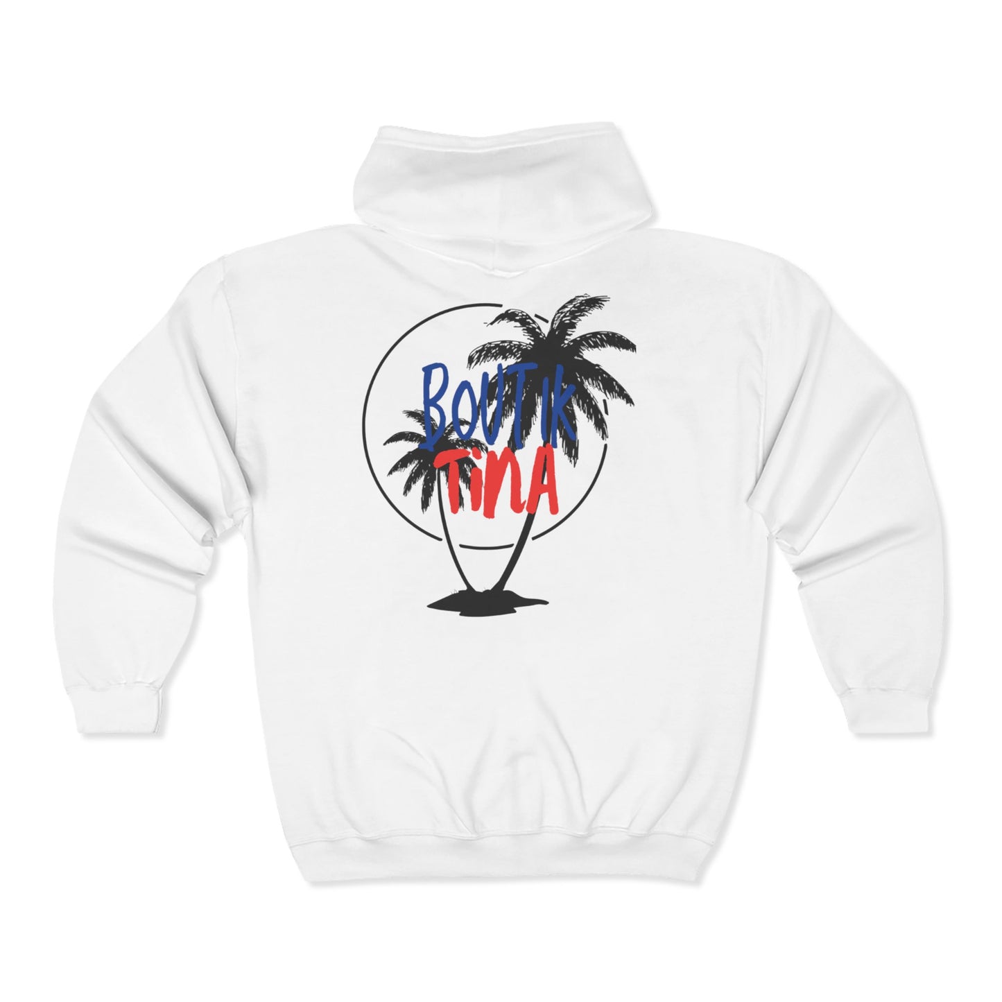 Tropical Vacation Zip Hoodie - 'Boutik Tina' Palm Tree Design