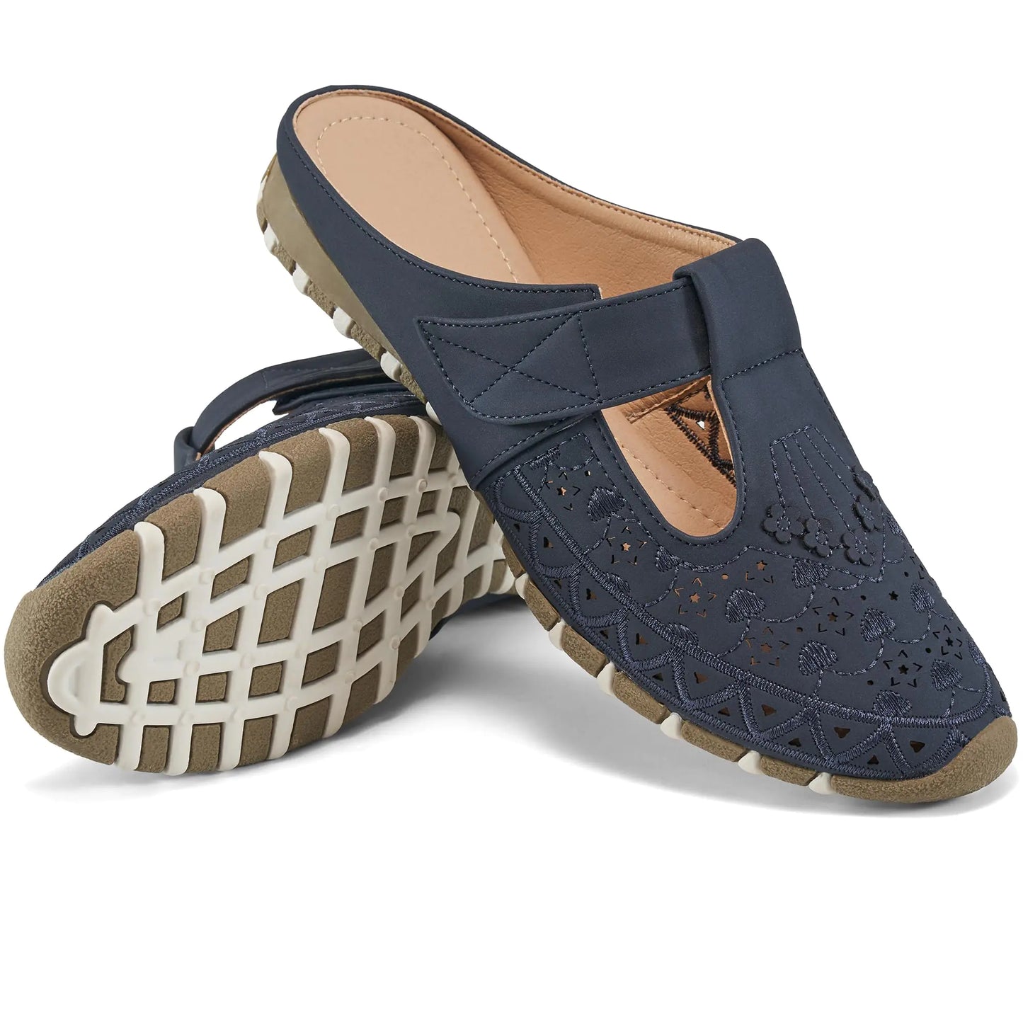 Shoes for Women Flats Sandals: Closed Toe Dress Mules Clogs Backless Slip On Casual Pointed Slides Women Shoes Adjustable Blue