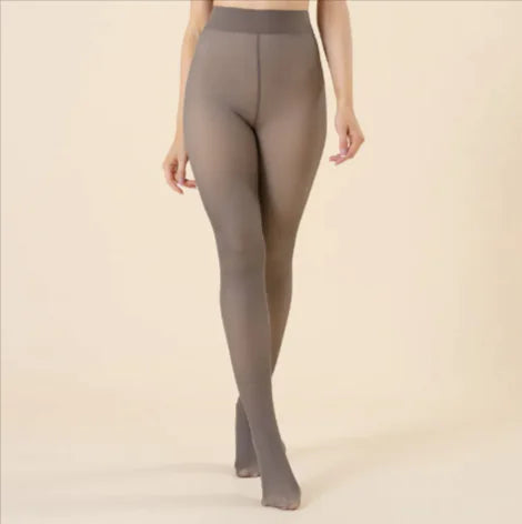 Women's Warm Sheer Look Leggings – Faux Transparent One-Word Crotch Pantyhose