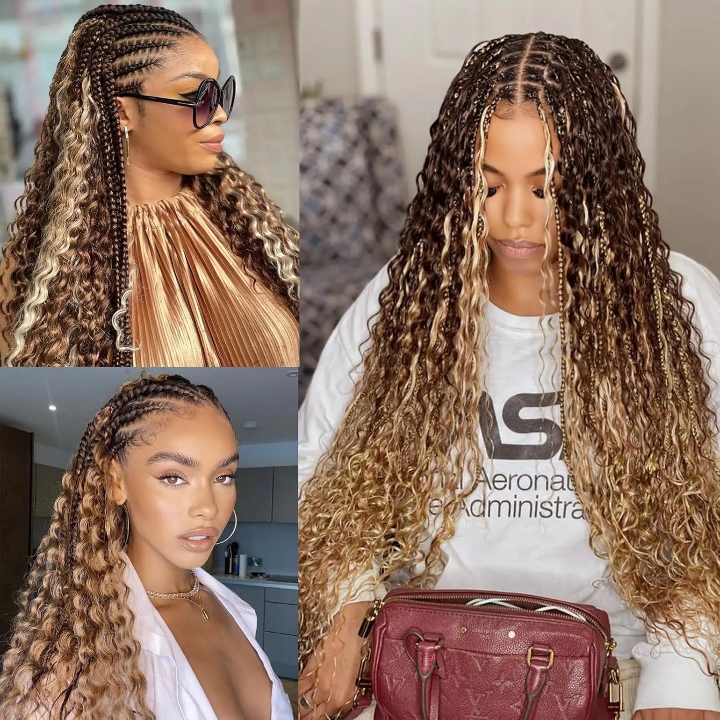 Asimey 100g Deep Wave Human Braiding Hair Bulk – No Weft Curly Extensions for Boho Braids – 100% Brazilian Hair