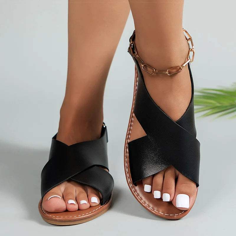 Classic Flat Buckle Strap Sandals for Women – Summer 2025 by HAJINK
