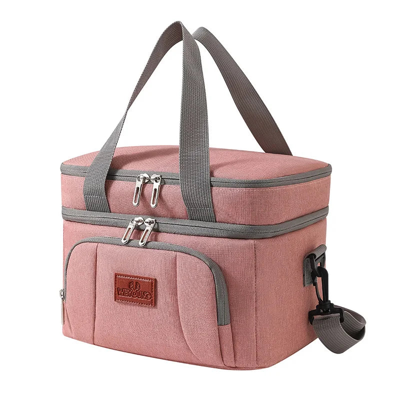 Insulated Double-Layer Lunch Tote Bag – Large Cooler with Shoulder Strap for Work, Travel & Picnic (Unisex)