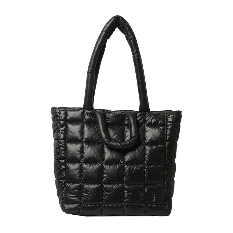 Puffer Tote Bag for Women Lightweight Down Cotton Padded Crossbody Bag Large Capacity Handbag Puffy Purse for Shopping Travel 