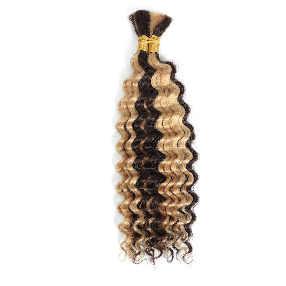Asimey 100g Deep Wave Human Braiding Hair Bulk – No Weft Curly Extensions for Boho Braids – 100% Brazilian Hair