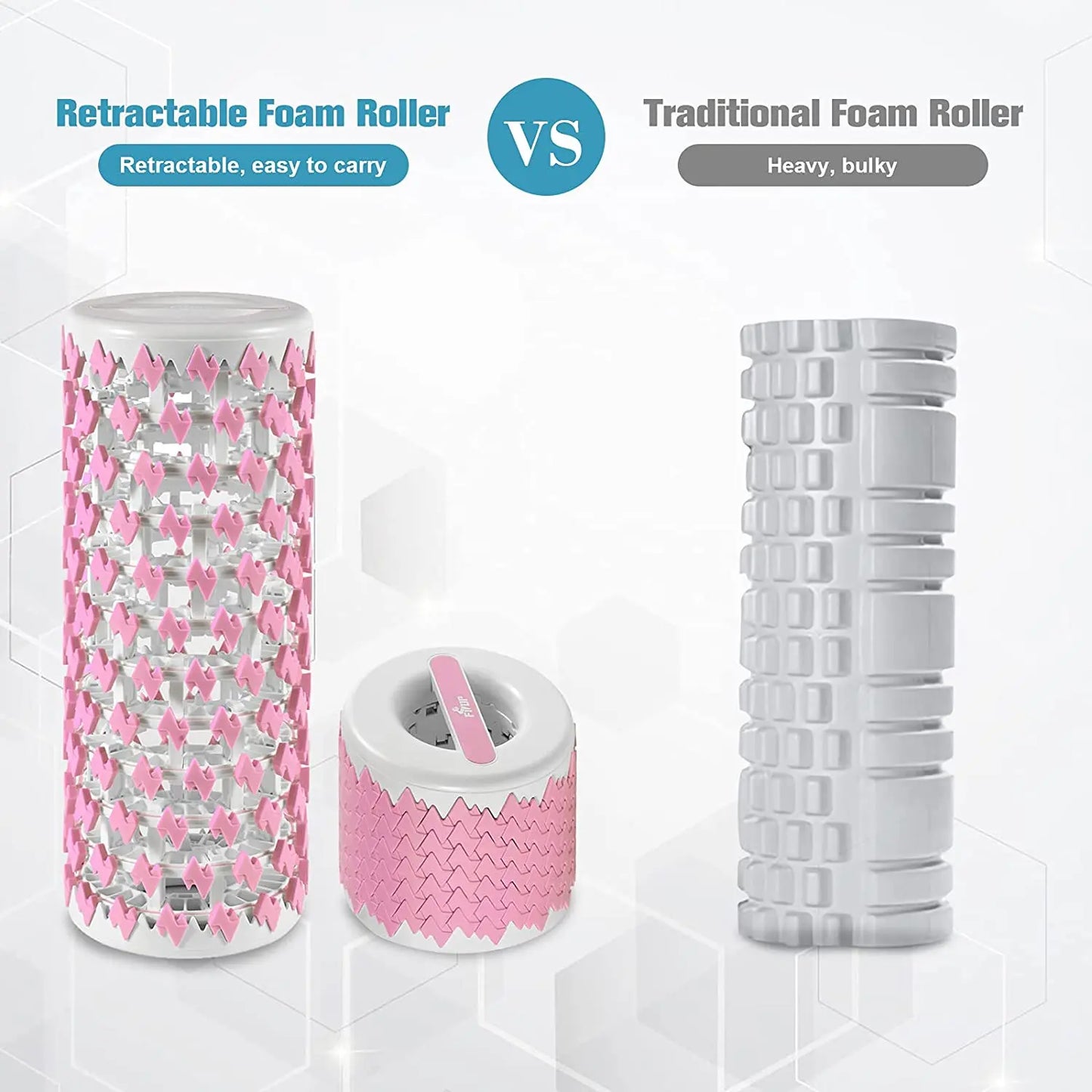 Retractable Foam Roller Massager – Yoga Block & Back Roller for Muscle Therapy, Pilates, and Fitness