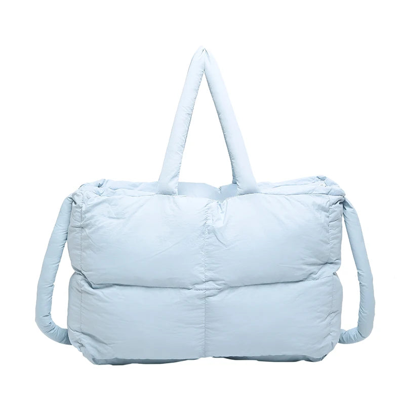 Puffer Tote Bag for Women Lightweight Down Cotton Padded Crossbody Bag Large Capacity Handbag Puffy Purse for Shopping Travel 