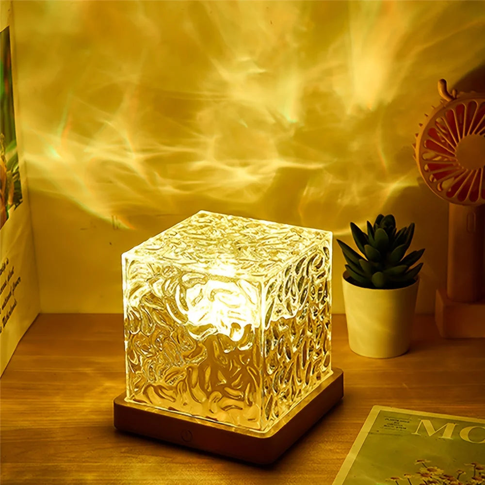 Dynamic Water Ripple Night Light: 16-Color Projector Lamp for Bedroom, USB Powered with Remote, Cool LED Wall Light for Gaming Room Decor