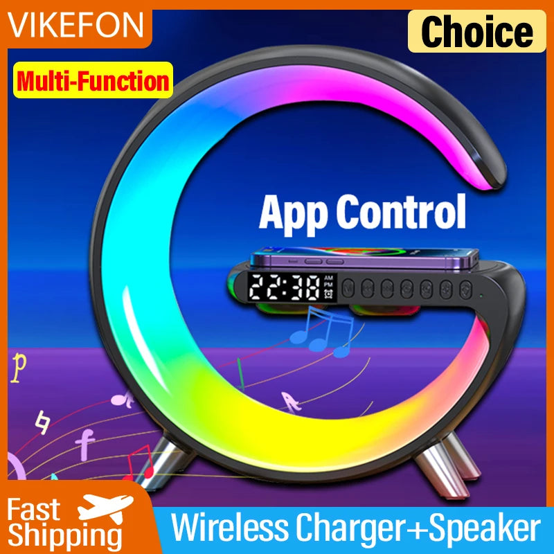 Multifunctional Wireless Charging Station with Bluetooth 5.0 Speaker & RGB Night Light