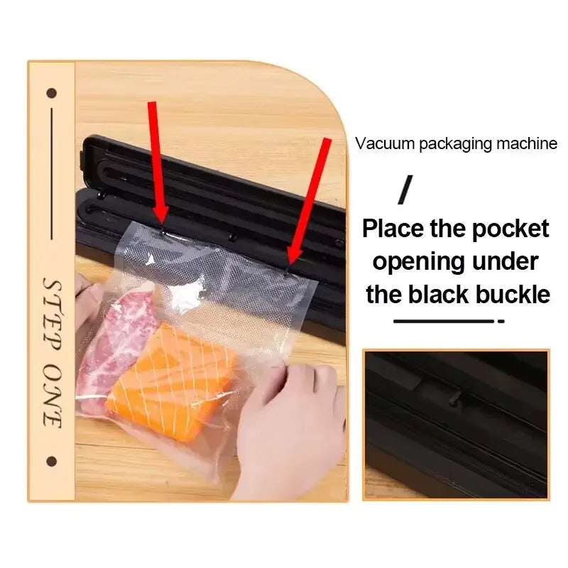 2024 Compact Food Vacuum Sealer with 10 Free Bags – Automatic Sealing Machine for Fresh Food, Sous Vide & Meal Prep