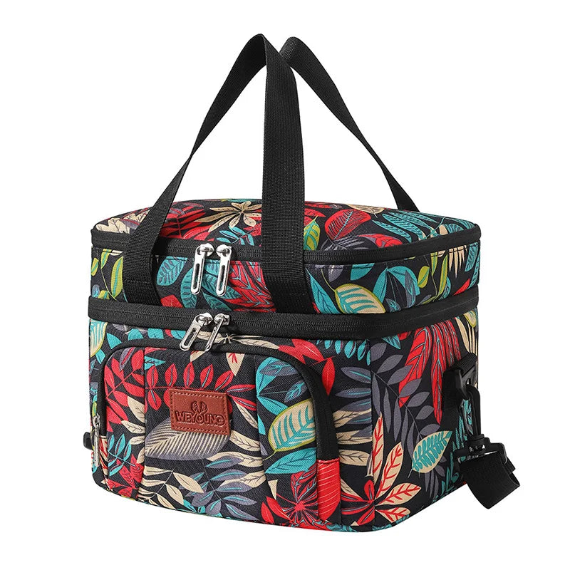 Insulated Double-Layer Lunch Tote Bag – Large Cooler with Shoulder Strap for Work, Travel & Picnic (Unisex)