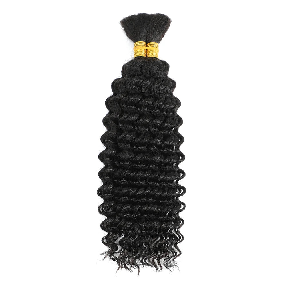 Asimey 100g Deep Wave Human Braiding Hair Bulk – No Weft Curly Extensions for Boho Braids – 100% Brazilian Hair