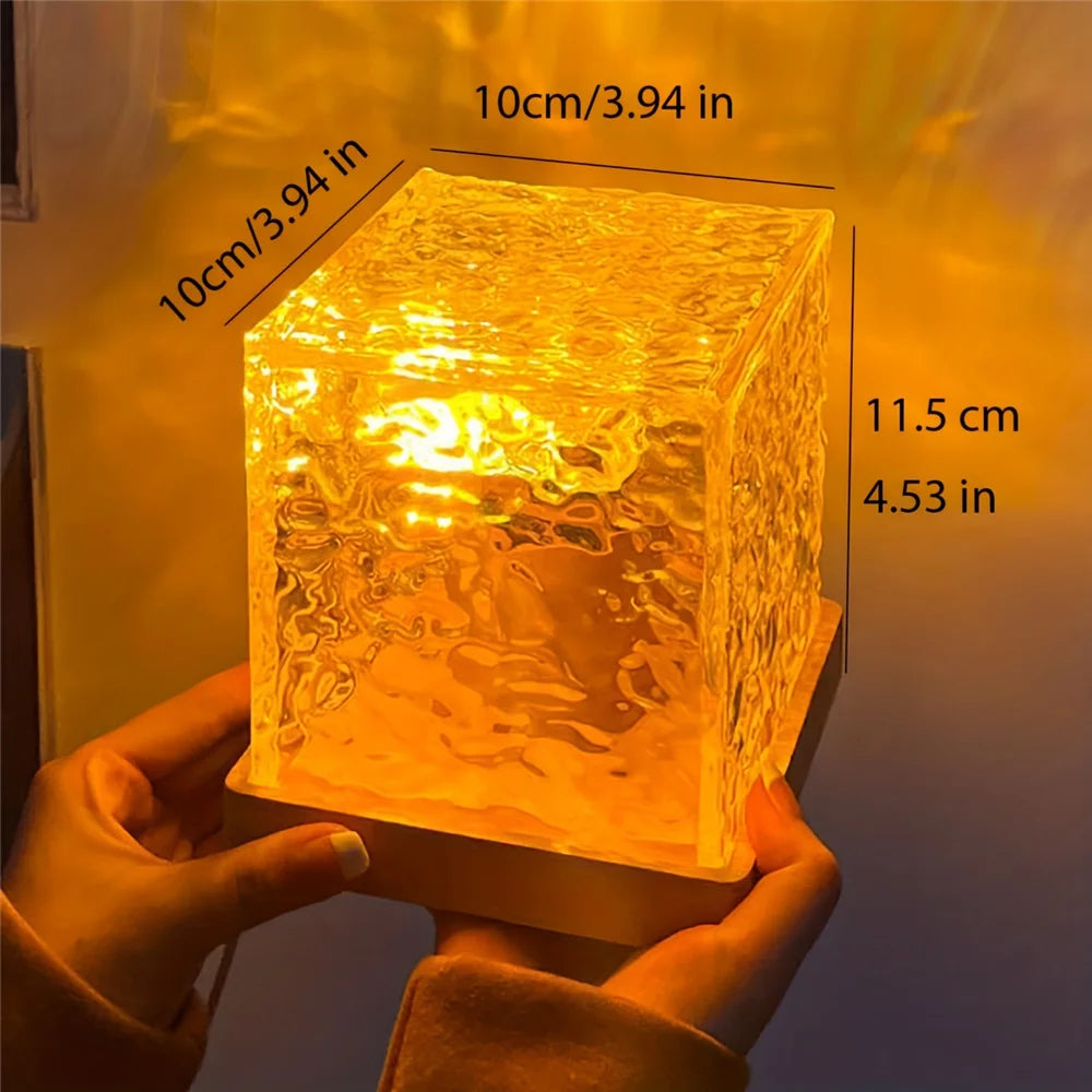 Dynamic Water Ripple Night Light: 16-Color Projector Lamp for Bedroom, USB Powered with Remote, Cool LED Wall Light for Gaming Room Decor