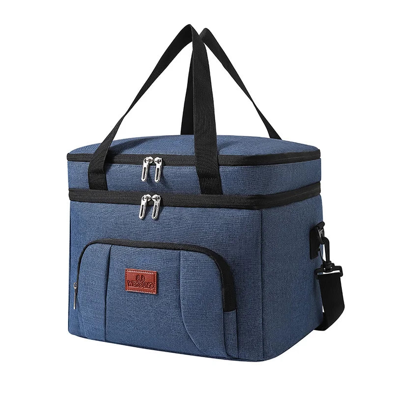 Insulated Double-Layer Lunch Tote Bag – Large Cooler with Shoulder Strap for Work, Travel & Picnic (Unisex)