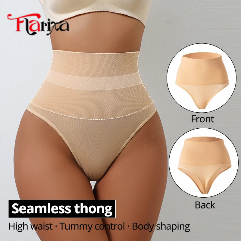 Flarixa High-Waist Seamless Thong Shapewear – Medium Compression Control Panties for Women