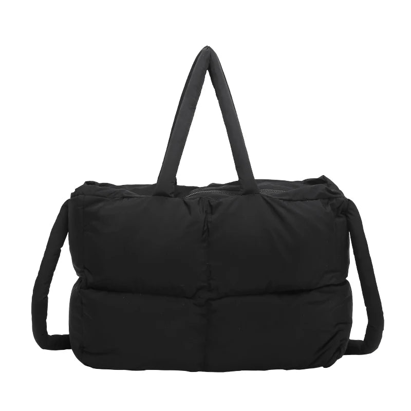 Puffer Tote Bag for Women Lightweight Down Cotton Padded Crossbody Bag Large Capacity Handbag Puffy Purse for Shopping Travel 