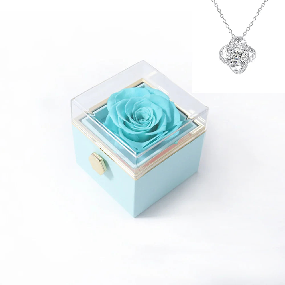 Elegant Rotating Rose Gift Box with Acrylic Jewelry Holder – Preserved Silk Flower Arrangement for Girlfriend, Mother, Valentine's Day & Christmas Gifts | Brand: KDLXG