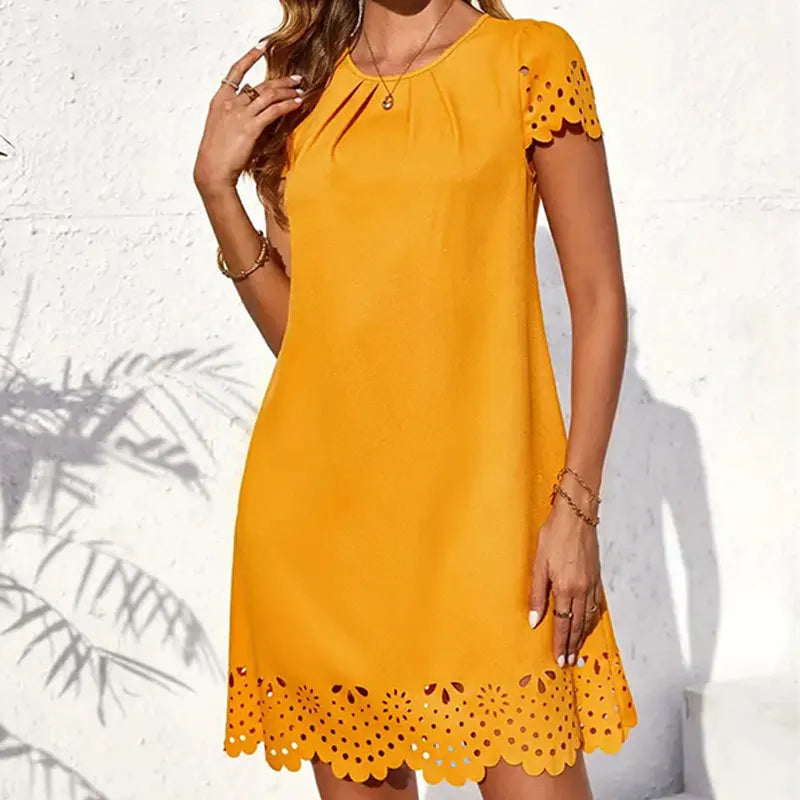 Summer Bloom – Women's Hollow-Out A-Line Mini Dress