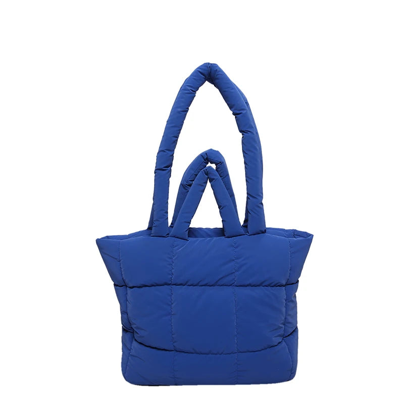 Puffer Tote Bag for Women Lightweight Down Cotton Padded Crossbody Bag Large Capacity Handbag Puffy Purse for Shopping Travel 