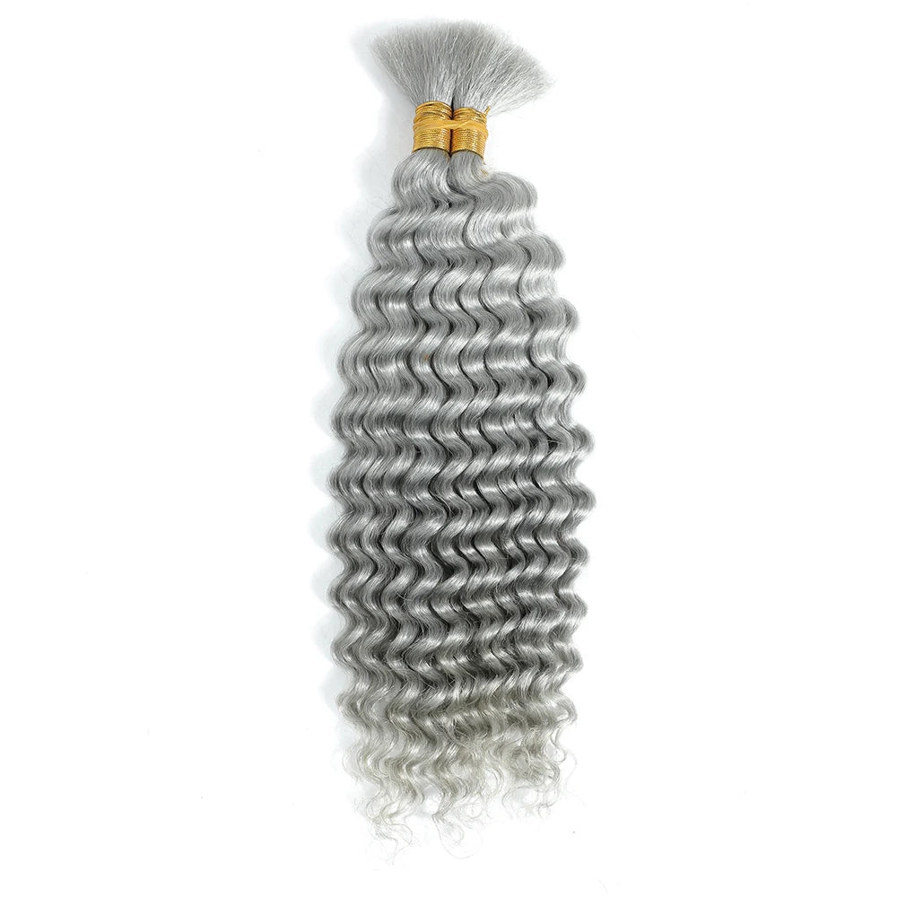 Asimey 100g Deep Wave Human Braiding Hair Bulk – No Weft Curly Extensions for Boho Braids – 100% Brazilian Hair