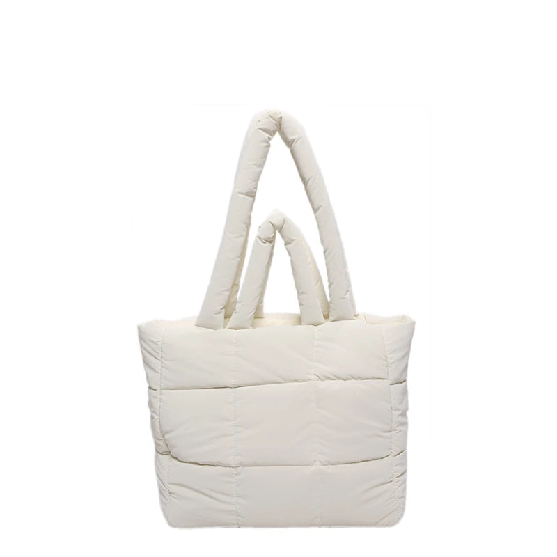 Puffer Tote Bag for Women Lightweight Down Cotton Padded Crossbody Bag Large Capacity Handbag Puffy Purse for Shopping Travel 