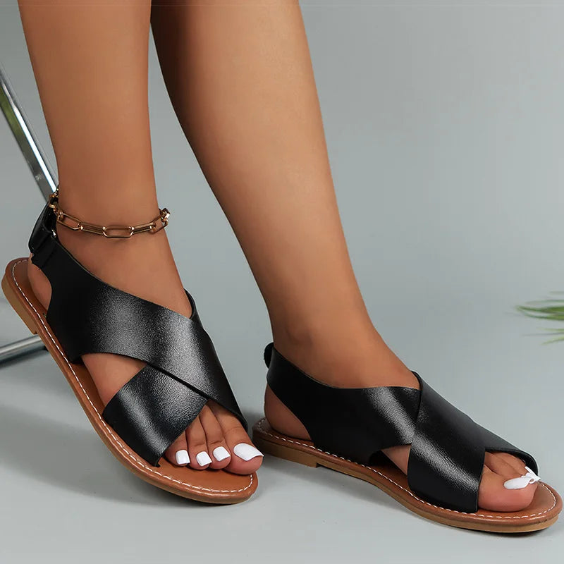 Classic Flat Buckle Strap Sandals for Women – Summer 2025 by HAJINK