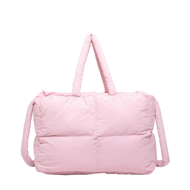 Puffer Tote Bag for Women Lightweight Down Cotton Padded Crossbody Bag Large Capacity Handbag Puffy Purse for Shopping Travel 