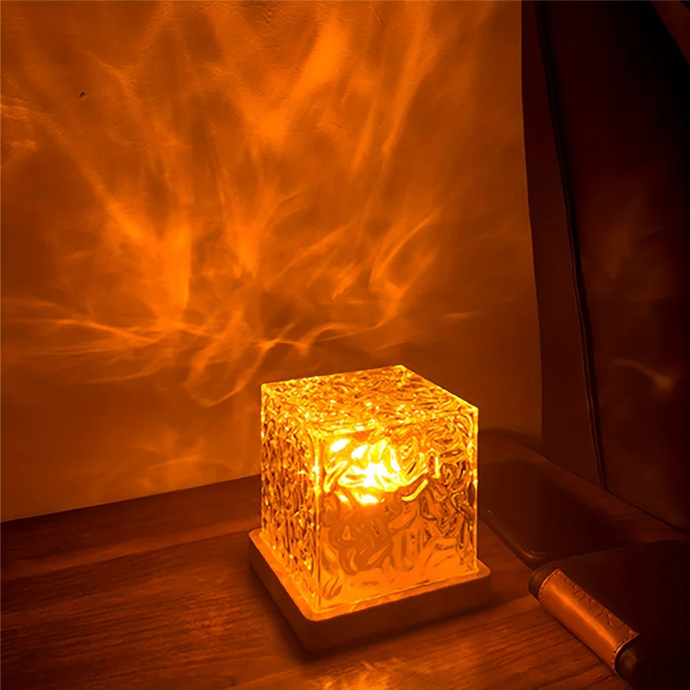 Dynamic Water Ripple Night Light: 16-Color Projector Lamp for Bedroom, USB Powered with Remote, Cool LED Wall Light for Gaming Room Decor