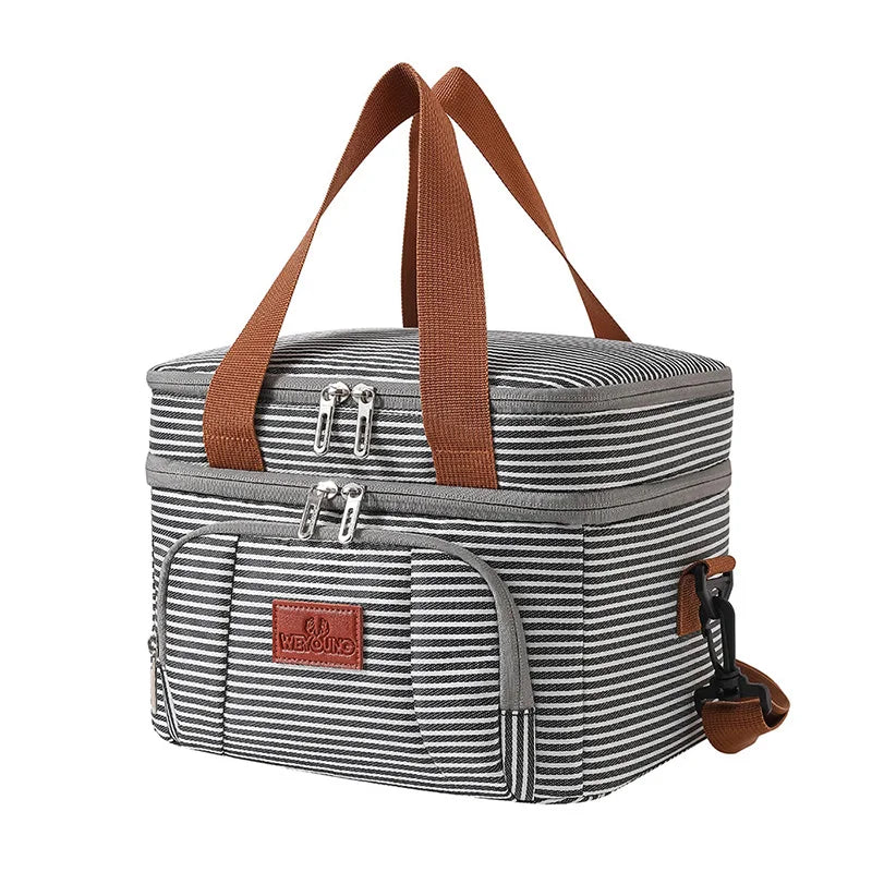 Insulated Double-Layer Lunch Tote Bag – Large Cooler with Shoulder Strap for Work, Travel & Picnic (Unisex)