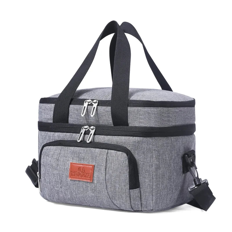 Insulated Double-Layer Lunch Tote Bag – Large Cooler with Shoulder Strap for Work, Travel & Picnic (Unisex)
