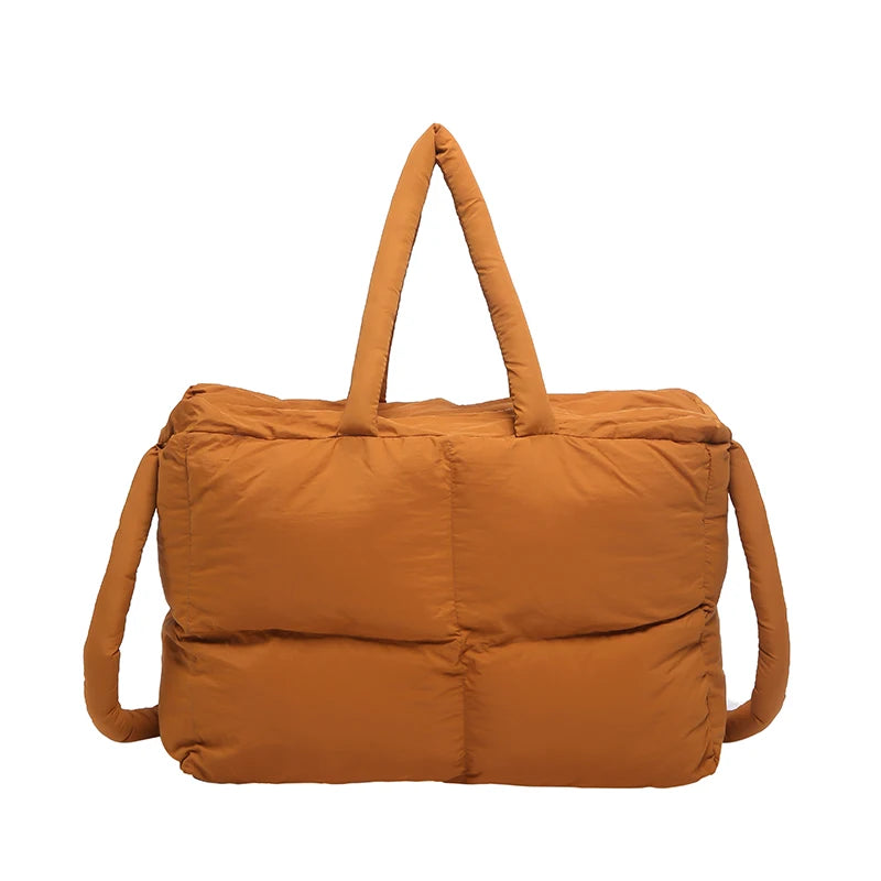 Puffer Tote Bag for Women Lightweight Down Cotton Padded Crossbody Bag Large Capacity Handbag Puffy Purse for Shopping Travel 