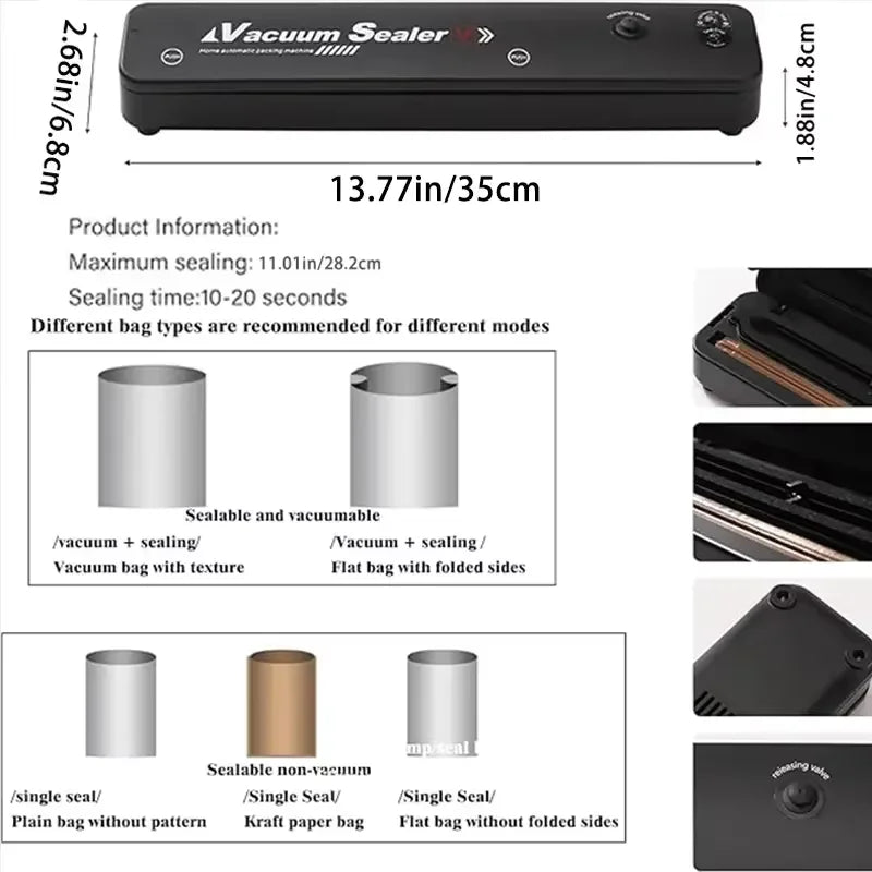 Portable Automatic Vacuum Sealing Machine – 220V Food Preservation System for Home Use