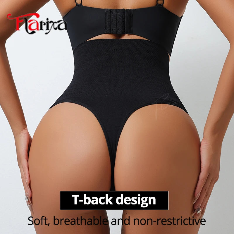 Flarixa High-Waist Seamless Thong Shapewear – Medium Compression Control Panties for Women