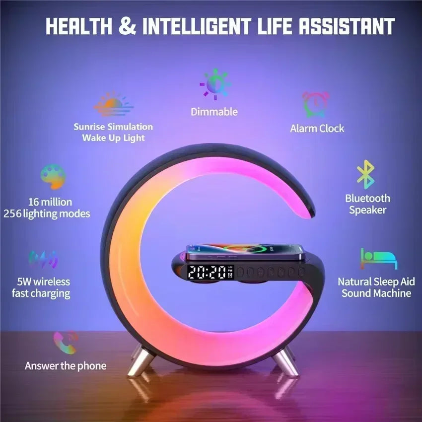 Multifunctional Wireless Charging Station with Bluetooth 5.0 Speaker & RGB Night Light