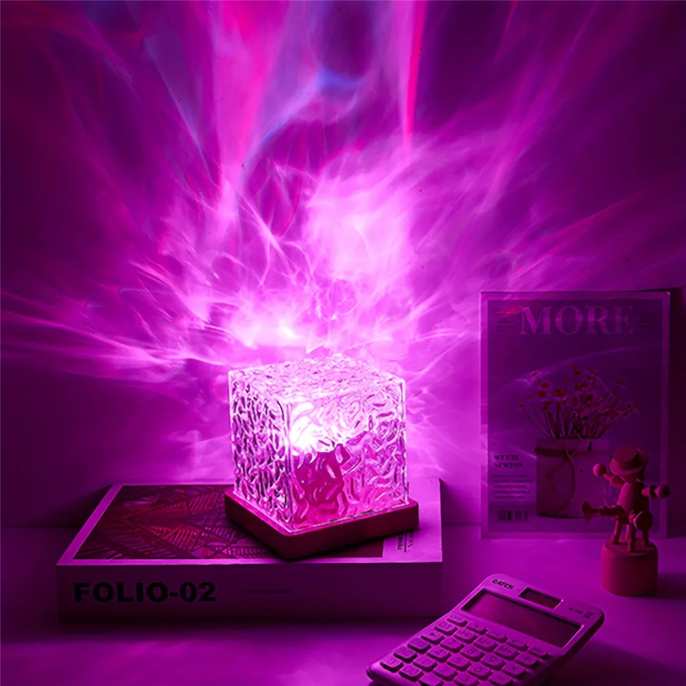 Dynamic Water Ripple Night Light: 16-Color Projector Lamp for Bedroom, USB Powered with Remote, Cool LED Wall Light for Gaming Room Decor