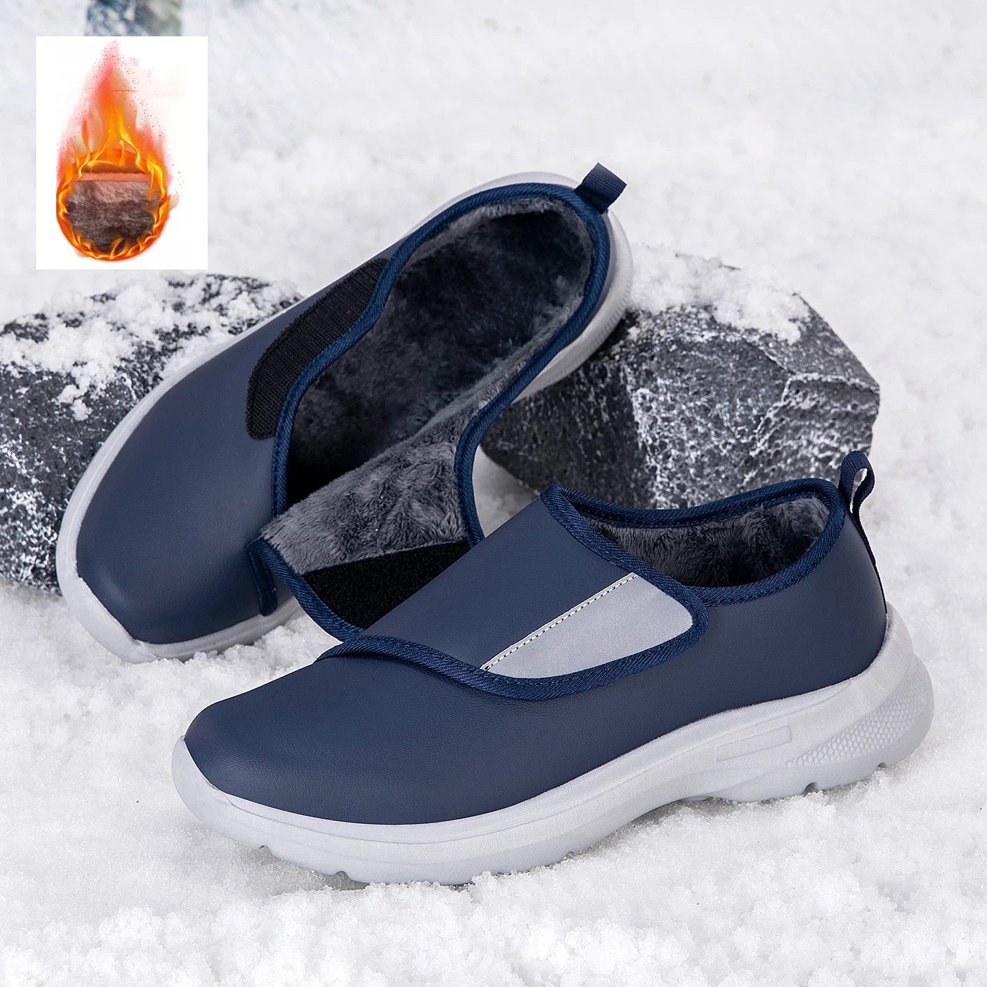 Men's Wide Fit Comfort Walking Shoes – Adjustable Hook & Loop Leather Sneakers for Swollen Feet, Breathable Orthopedic-Inspired Casual Shoes