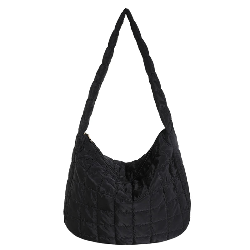 Puffer Tote Bag for Women Lightweight Down Cotton Padded Crossbody Bag Large Capacity Handbag Puffy Purse for Shopping Travel 