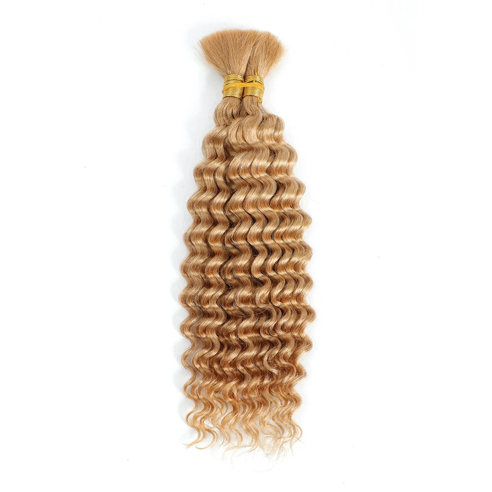 Asimey 100g Deep Wave Human Braiding Hair Bulk – No Weft Curly Extensions for Boho Braids – 100% Brazilian Hair