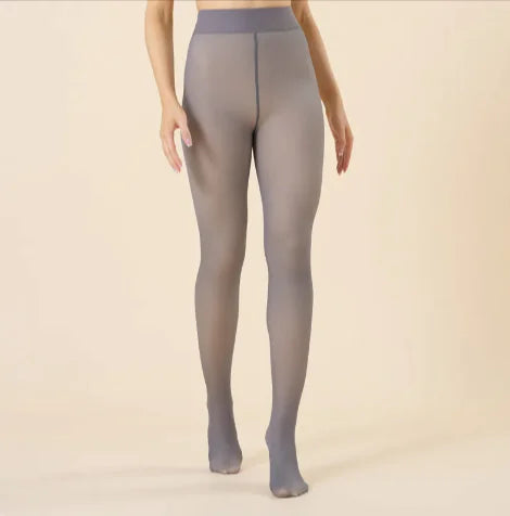 Women's Warm Sheer Look Leggings – Faux Transparent One-Word Crotch Pantyhose