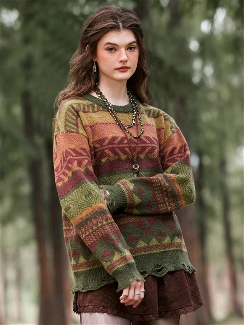 Striped Spot Cotton Casual Sweater for Youth