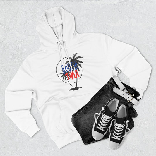 Tropical Palm Hoodie — 'Run Tina' Retro Beach Graphic Fleece Pullover