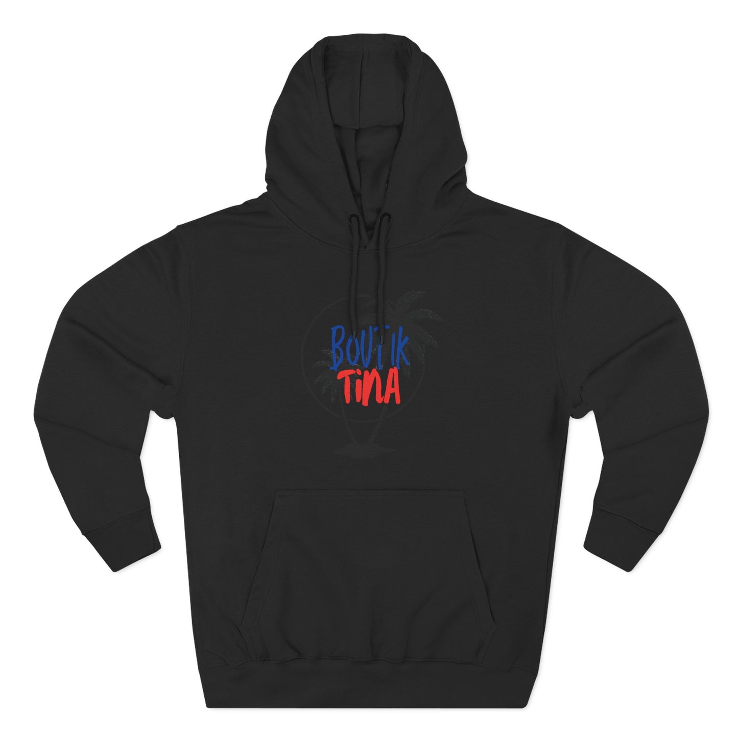 Tropical Palm Hoodie — 'Run Tina' Retro Beach Graphic Fleece Pullover