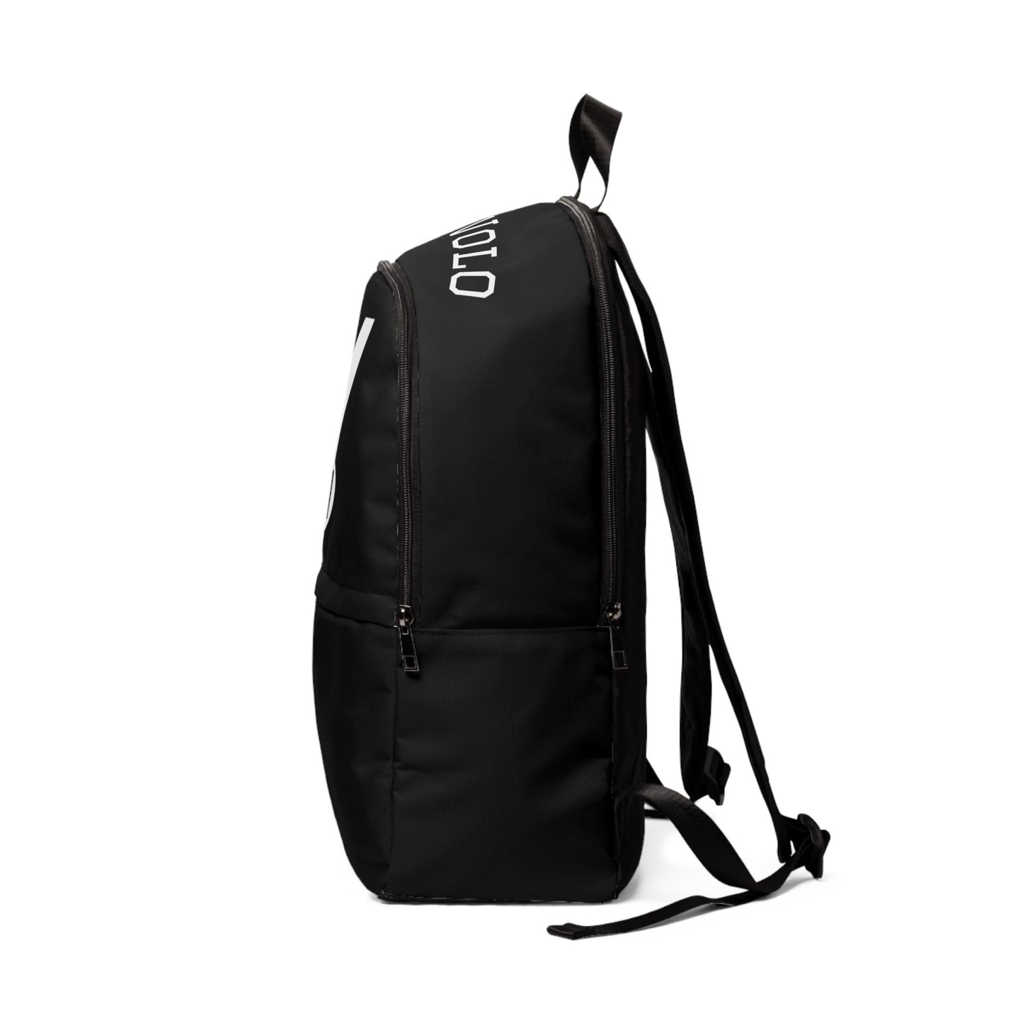 VNYO Logo Backpack - Black Fabric Daypack with 'YOLO-NONE' Accent