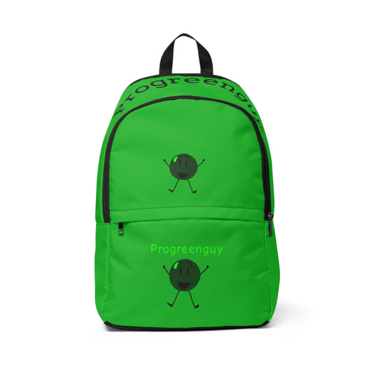 Green Progreenguy Backpack — Eco Mascot Printed School & Travel Bag