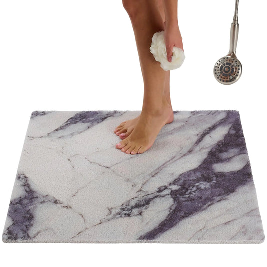 Square Shower Mat - Non Slip Shower Mats for Inside Shower - Extra Large 31x31 Shower Floor Mat Non Slip - Square Bath Mat for Shower - Secure Anti Slip Loofah Shower Bath Mat (31x31 Blue Grey)