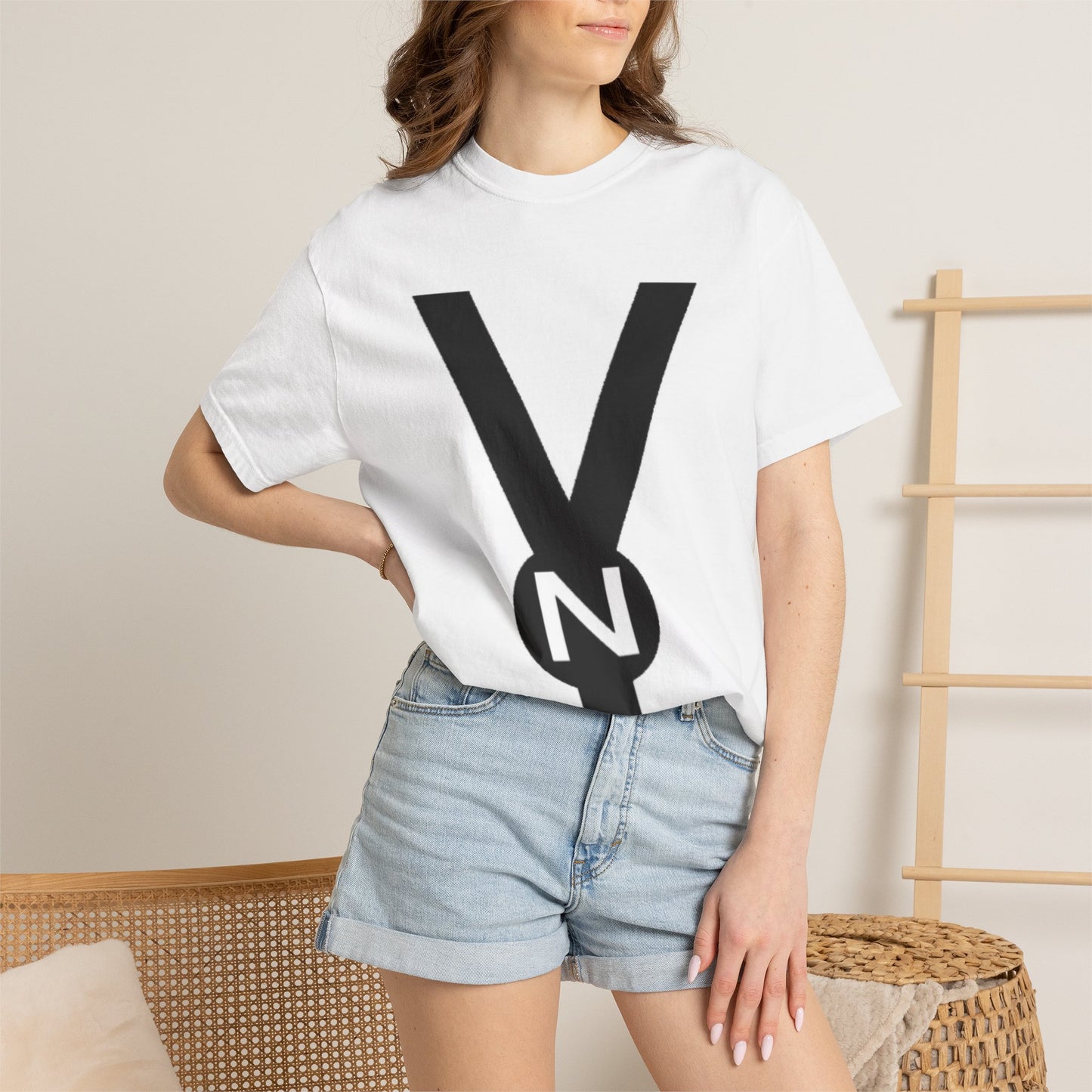 Y N Bold Logo T‑Shirt — Minimalist Black Graphic Tee